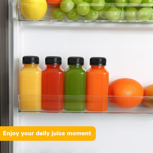 6pcs 8oz Moretoes Plastic Juice Bottles with Caps, Clear Empty Reusable Water Bottles, Disposable Beverage Containers