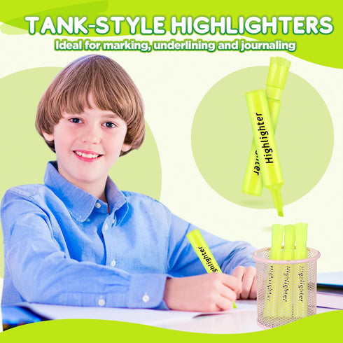 Qilery Tank Style Highlighters 30 Pack, Quick Drying Fluorescent Chisel Tip Markers for Kids Classroom Office
