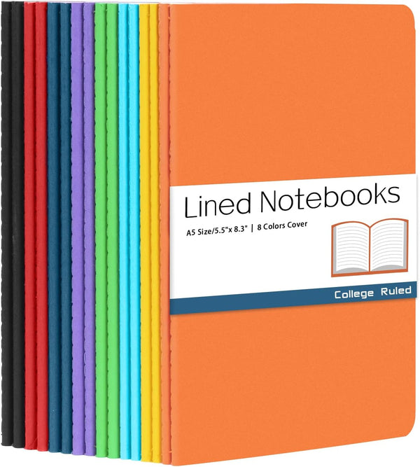 Gwybkq A5 Lined Notebooks Bulk Journals for Kids, 16 Packs (5.5x8.3) College Ruled, Colored Notebooks for School