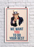 JSC376 Uncle Sam We Want You Classroom Poster, 18-Inches by 12-Inches, Premium 100lb Gloss Poster Paper