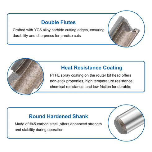 1/2 Inch 19/32" 2 1.18 Inch YG6 HARFINGTON Straight Router Bit Shank Cutting Dia, Flutes Cutting Length Carbide Cutter