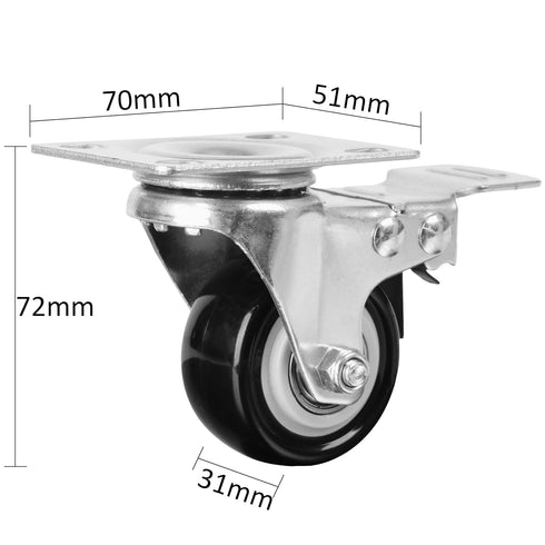 Finnhomy Caster Wheels Set of 4, 2 Inch Heavy Duty Plate Swivel Casters, Premium PU Wheels for Furniture, 800 Lbs