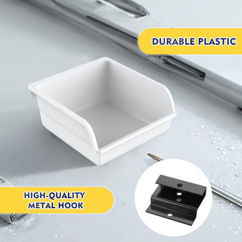BeapTcely (6, Slatwall Bins with Hooks Plastic Slatwall Organizer Slatwall Containers Workbench Bins for Slat Wall