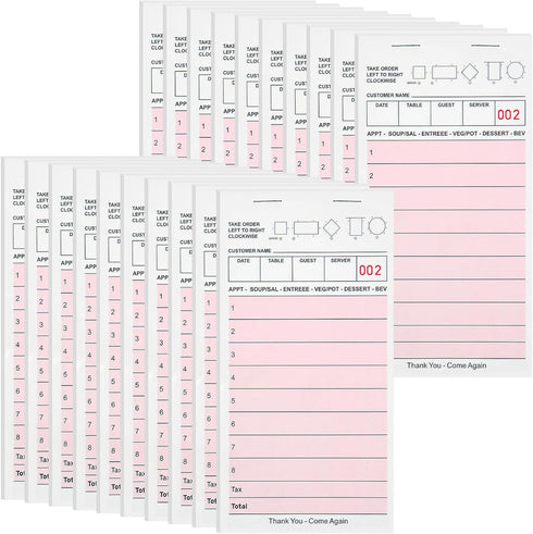 20 Pack Server Note Pads, Pink Guest Checks Books for Servers, Server