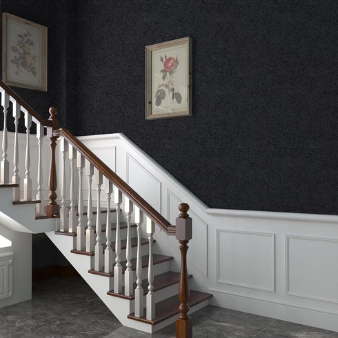 Black Peel and Stick Wallpaper, Solid Black Contact Paper 15.7inch x 118.1inch, Self Adhesive Removable for Cabinets