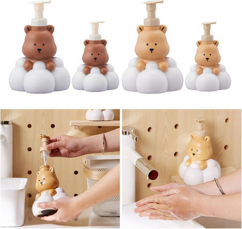 PASNMKvn 250/500ml Cartoon Bear Foaming Soap Dispenser Refillable Hand Sanitizers and Shampoo Bottle for Bathroom