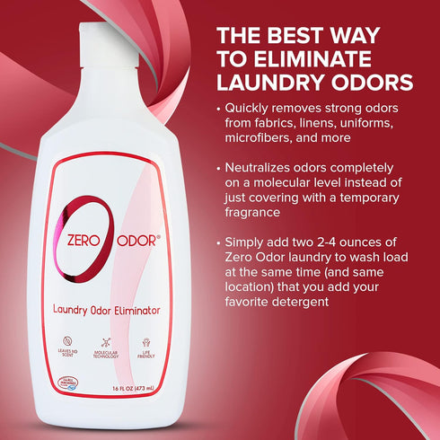 16oz Zero Odor Laundry Odor Eliminator - Permanently Eliminate laundry Odor Patented Molecular Technology Best