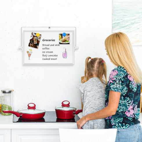 Dry Erase Magnetic White Board - 8" x 12" Double-Sided Desktop Whiteboard with Stand, Portable Small Whiteboard Set