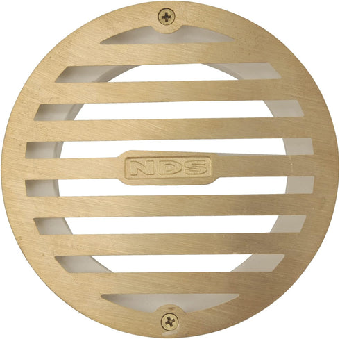 NDS 910B Round Grate Drain Cover, 4 In. with PVC Collar, Connects to 3 Inch Drain Pipe & 4 Inch Fittings