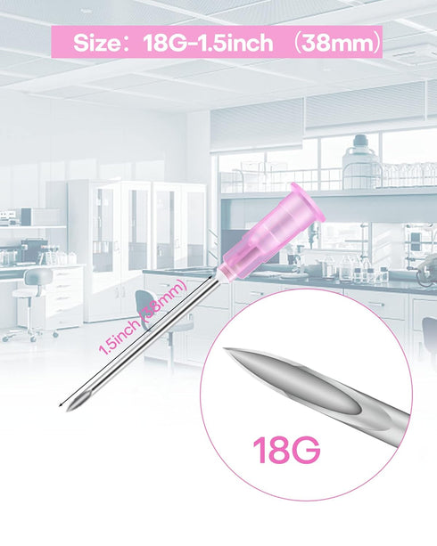 18Ga 1.5 Inch /38mm 100 Pack Disposable with Cap for Lab Supplies, Pet, Poultry, and Industrial Accessories