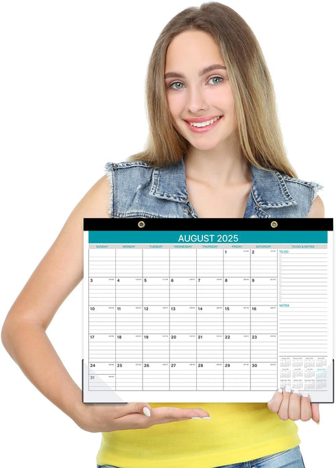 Desk Calendar 2025-2026, 18 Monthly Calendar with Ruled Blocks for Planning, July 2025 to December 2026