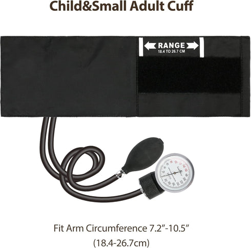 LotFancy Pediatric Aneroid Sphygmomanometer, Professional Manual Blood Pressure Cuff, 7.2"-10.5", with Zipper Case