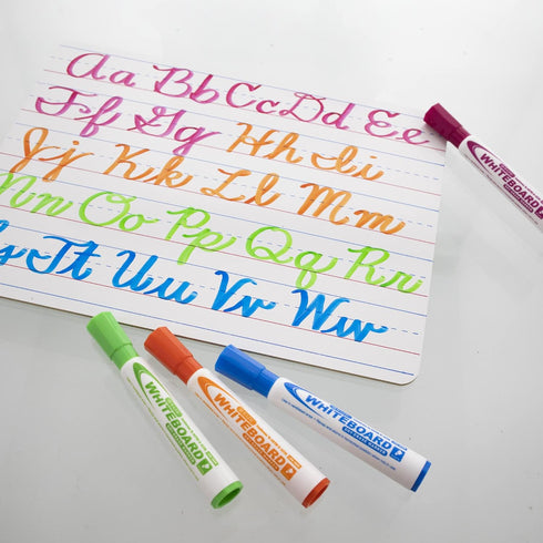 BAZIC Dry Erase Lap Board, 9"x12" & Marker, Double Sided Primary Ruled & Blank, 2-Pack for Teacher Home