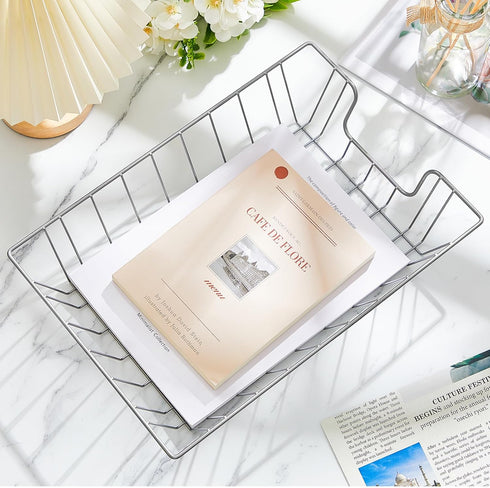 Yeaqee 6 Pcs Letter Tray Wire Paper Trays - Stackable Metal Paper Organizer for Desk, Letter File Storage for Office