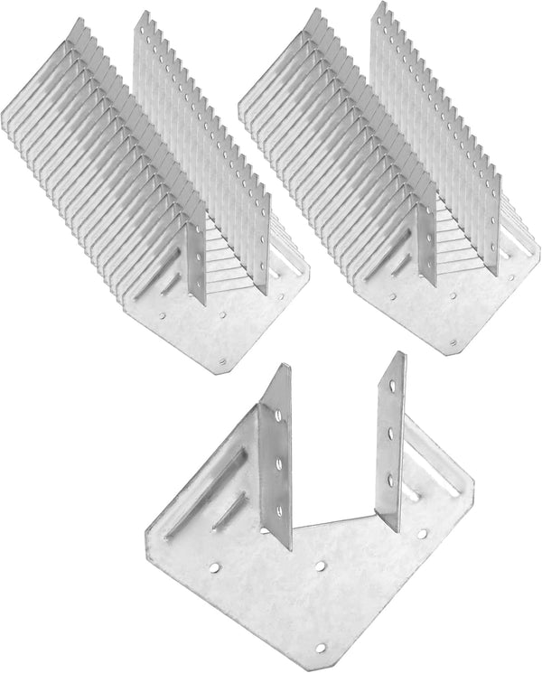QWORK Galvanized 18-Gauge Hurricane Tie, 40 Pack Steel Connector for Roofing Trusses, High Wind Resistance
