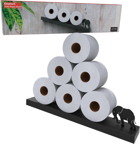 Artori Floating Toilet Paper Shelf Storage - Bathroom Wall Decorations, Tilted Wall