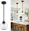 Pendant Lights Kitchen Island,Farmhouse Black Pendant Light with Clear Glass Globe Shade,6.29"