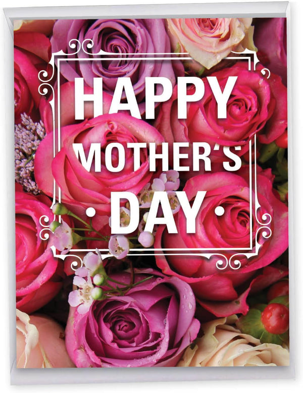 NobleWorks Big Mother's Day Card with Envelope, 8.5 x 11 Inch, Flowers for Mom