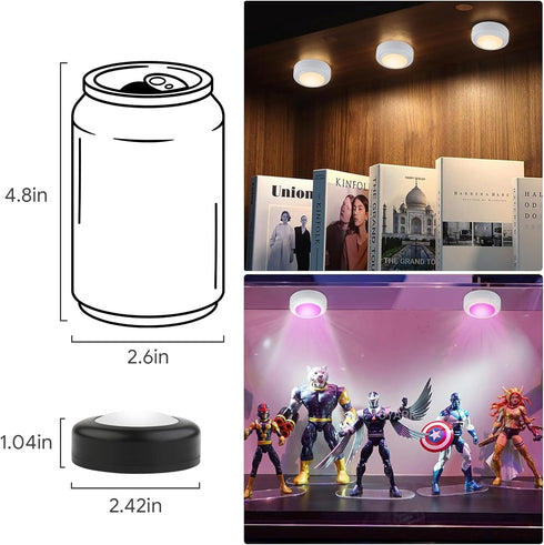 12 Pack 16 Dimmer Timmer Closet Yiliaw LED Puck Lights Remote Control Color Changeable Under Cabinet Lights, Battery