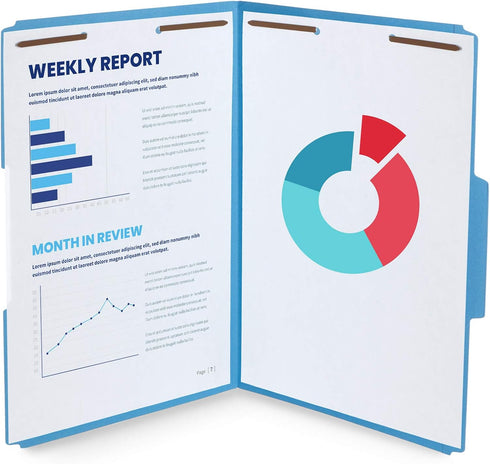 Blue Summit Supplies Blue File Folders with Fasteners, Legal Size, 1/3 Cut Reinforced Tabs, 50 Pack