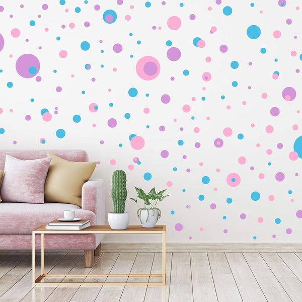 Zonon 264 Pcs Polka Dot Wall Decals, Colorful Removable Vinyl Stickers for Classroom Decor, Nursery, Bedroom, Playroom