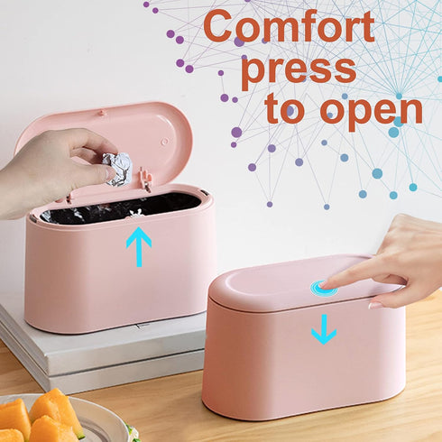 90 0.5 Countertop Mini Desk Trash Can with Lid with Pcs Trash Bag, Lint Bin Gallon Waste Bin for Table Tiny Garbage Can