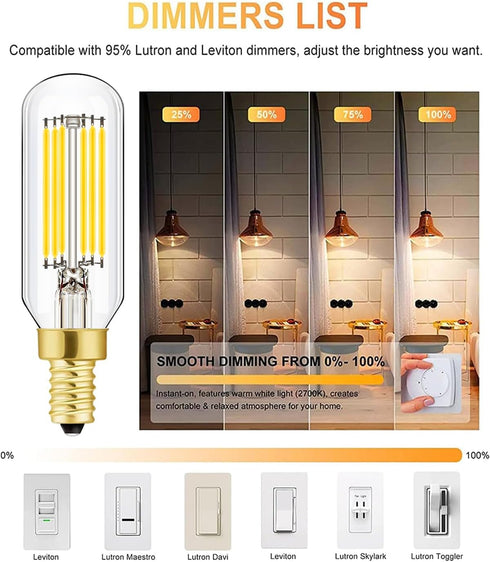 Bulb Dimmable 6W 3000K T6 T25 E12 Bulb 60 AC120V 600LM e12 Bulb 2Pack LED Equal Soft White Candelabra watt