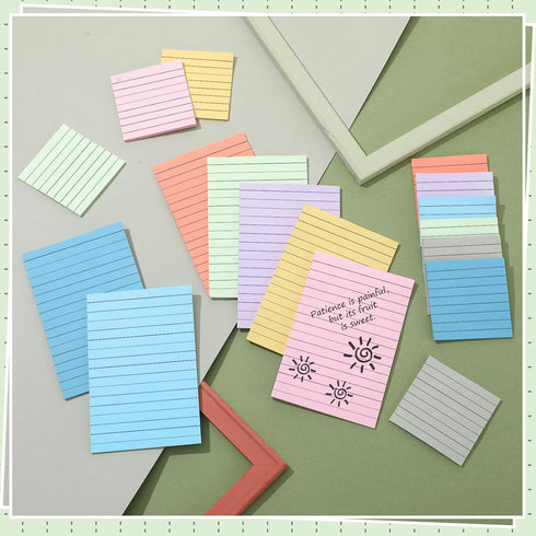 Yexiya 64 Pcs Lined Sticky Notes, Self Stick Notes with Lines, 1920 Sheets, Fresh Color