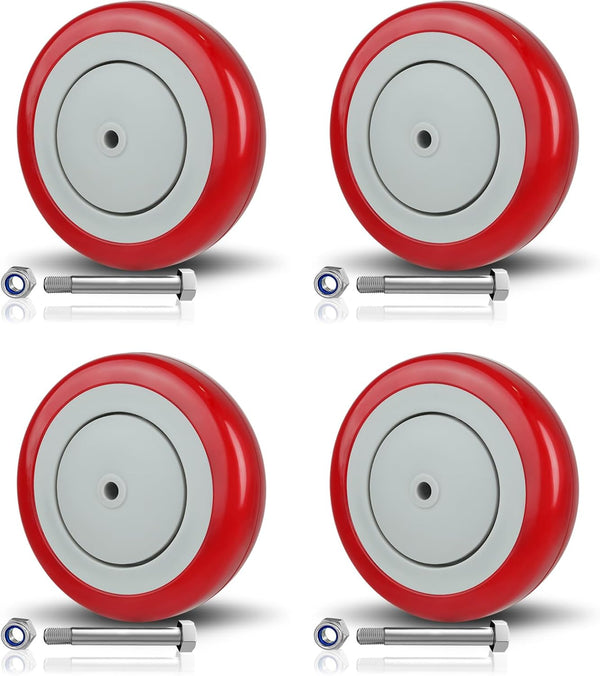 SY America 5" Shopping Cart Replacement Wheels Kit, Dual Precision BearingsPolyurethane Shopping