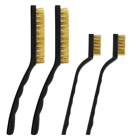 Wire Brush Set Scratch Brush Set for Cleaning Welding Slag Rust Dust Curved Handle Stainless Steel Brass 10-Pack