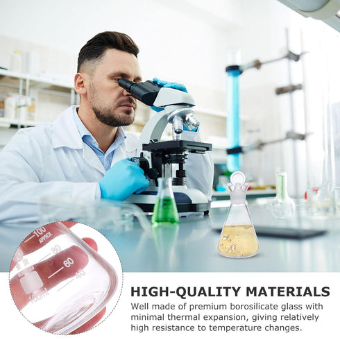 Mipcase 1pc Flask Science Beakers, Narrow Mouth Erlenmeyer Laboratory Graduated Cylinder Lab Equipment