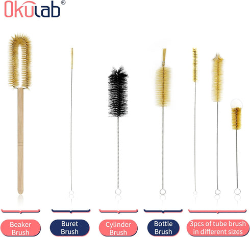Cleaning Brush Set, 7PCS Brush Cleaner for Labware, Tube, Bottle with Narrow Nozzles, Nylon Bristles Material