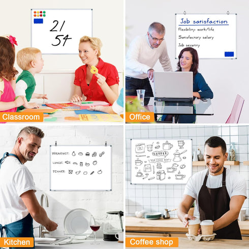 H-Qprobd White Board Dry Erase, 18"x24" Wall Mounted Magnetic Whiteboard with Aluminium Frame for Home Office