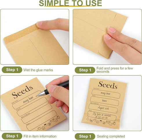 Joyberg 156 PCS Seed Envelopes - 3.15”x 4.72” Kraft Seed Saving Envelopes, Self Sealing Mini Envelopes for Seed