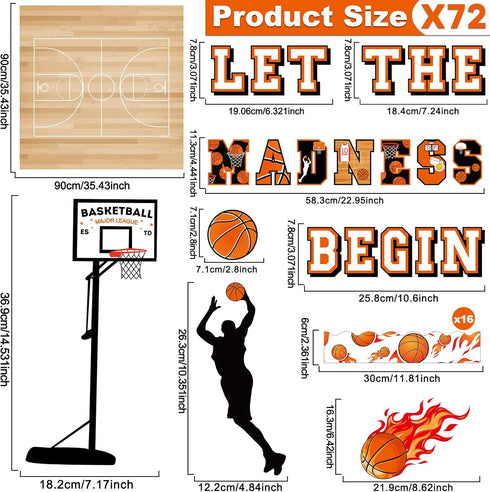 gisgfim Basketball Bulletin Board Decoration Set, Background Paper & Borders for Classroom School Game Craft