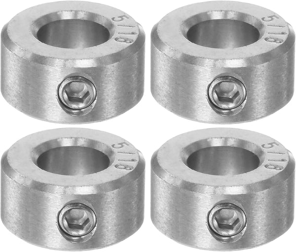 HARFINGTON 4pcs 5/16" Bore Shaft Collar, 304 Stainless Steel Set Screw Collars, 5/8" OD, 5/16" Width for Wheel Barrow