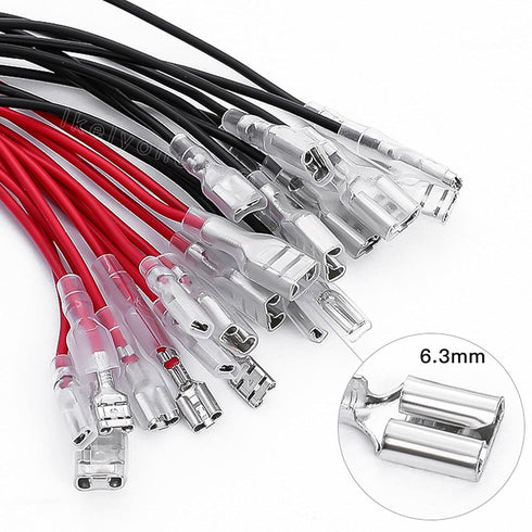 6.3mm Quick Female Spade Wire 18 Awg Splice Connectors Speaker Crimp Terminal Insulation Sleeve Kit