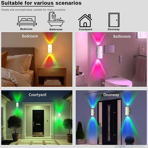 NINE SQUARE EGOU 1500mAh 2 pack) LED Wireless Wall Sconce with Color Changing, Motion Sensor Light Indoor, Rechargeable