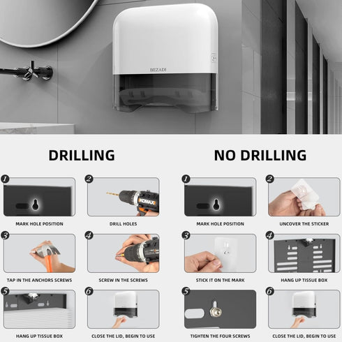300+ Paper Towel Dispenser,Large Capacity Wall Mount Tissue Dispensers with Smart Lock, Used for Kitchen and Bathroom