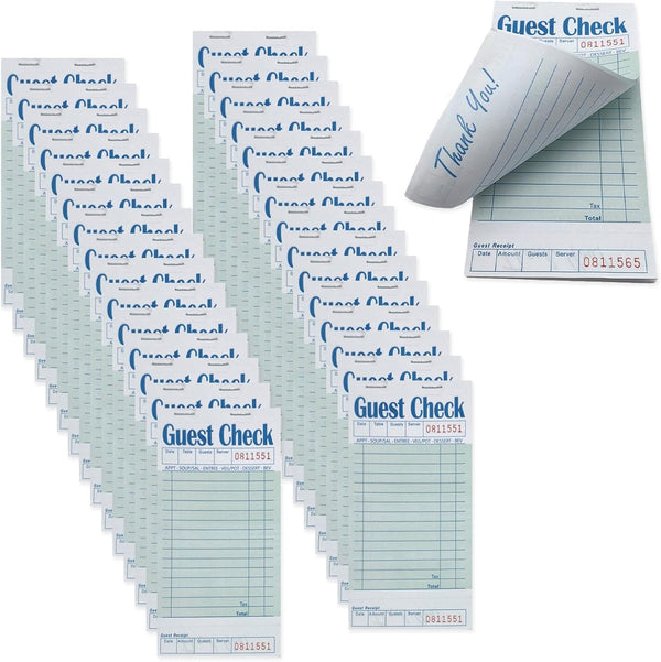 EXITOGLOBAL 30 Pack Guest Checks for Servers, 1500 Orders Server Note Pads, Server