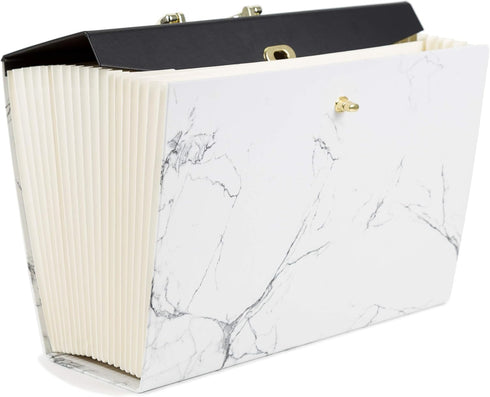 U Brands Fashion Expandable File Folder, Legal Size, 19 Pockets, Stylish Marble Print