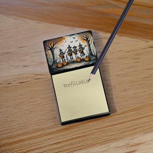 Caroline's Treasures Mariachi Skeleton Band Sticky Note Holder, Refillable Dispenser for Memo Pads