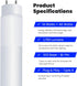 T8 Bulbs 4 40 T8 T12 T48/840/LEDG2/4, 4100K 4 Pack Feit Electric LED Foot, Watt Equivalent, Type A Tube Light, Plug