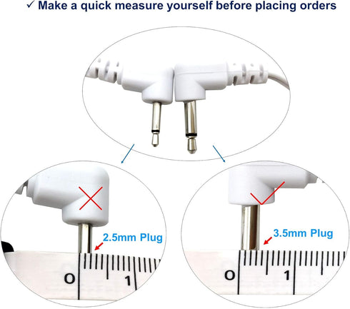 4 Count TENS Wires, 3.5mm Plug TENS to 3.5mm Snap Electrode Wires for TENS Unit (Check Plug Size)