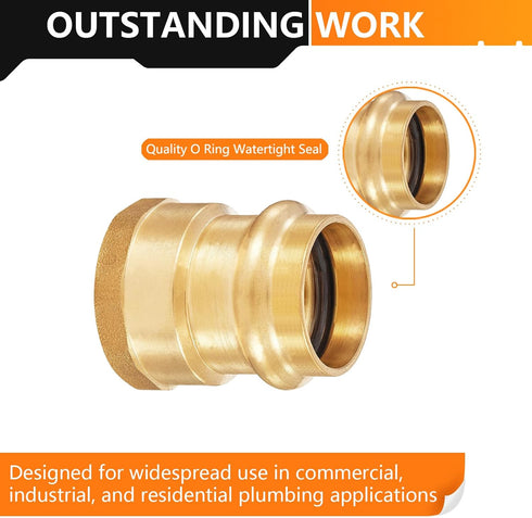 10-Pack Brass Press Fitting Adapter, 1/2" Press X 1/2" Female NPT Adapter, LF Brass