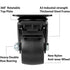 Finnhomy 3 Inch Caster Wheels Set of 4, Heavy Duty Low Profile Plate Swivel Casters with Brake, Black