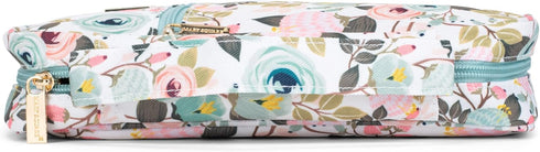 Mary Square Peach Floral Canvas Zippered Bible Cover, 10.5 x 8