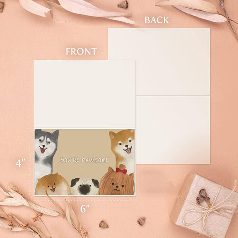 Spercy 48 Set, Pack 4 6 Dog Thank You Card Dog Pun Note Cards with Envelopes, Puppy Greeting Notecards Bulk, Cute Boxed