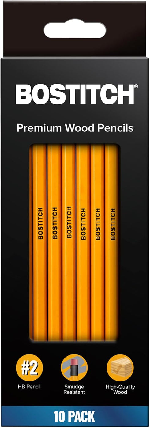 Bostitch Premium #2 Pencils, American Cedar Wood, Pre-Sharpened, HB Graphite, 10-Pack