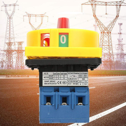 Load Circuit Breaker Switch, 25A/32A 3-Pole 2-Position Rotary Cam On-Off Power Switch for Industrial, Circuit Breaker Rotary Switch(32A)